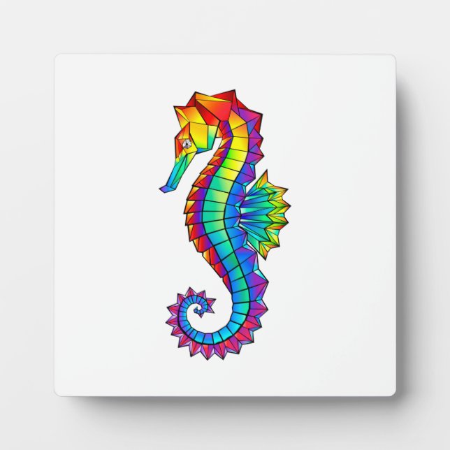 Rainbow Polygonal Seahorse Plaque (Front)