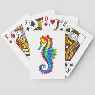 Rainbow Polygonal Seahorse Playing Cards