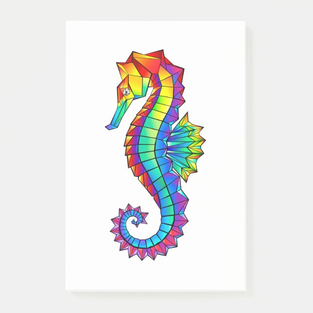 Rainbow Polygonal Seahorse Post-it Notes (Front)