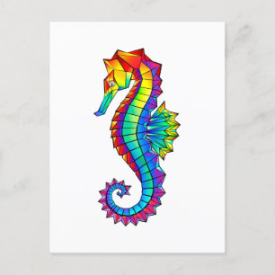 Rainbow Polygonal Seahorse Postcard