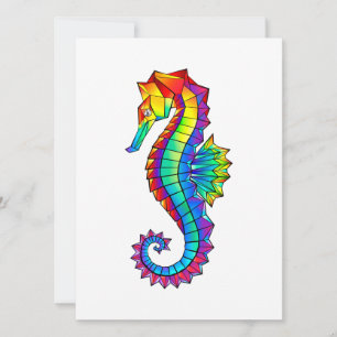 Rainbow Polygonal Seahorse Save The Date