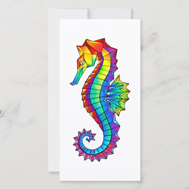 Rainbow Polygonal Seahorse Save The Date (Front)