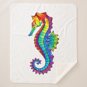 Rainbow Polygonal Seahorse Sherpa Blanket