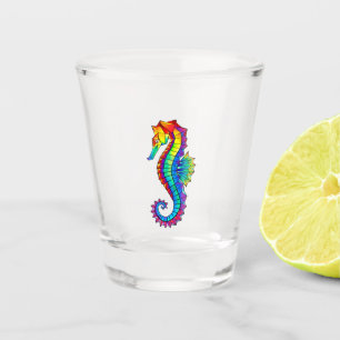 Rainbow Polygonal Seahorse Shot Glass
