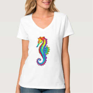 Rainbow Polygonal Seahorse T-Shirt