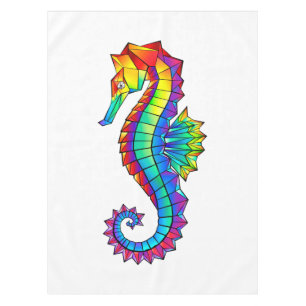 Rainbow Polygonal Seahorse Tablecloth