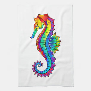 Rainbow Polygonal Seahorse Tea Towel