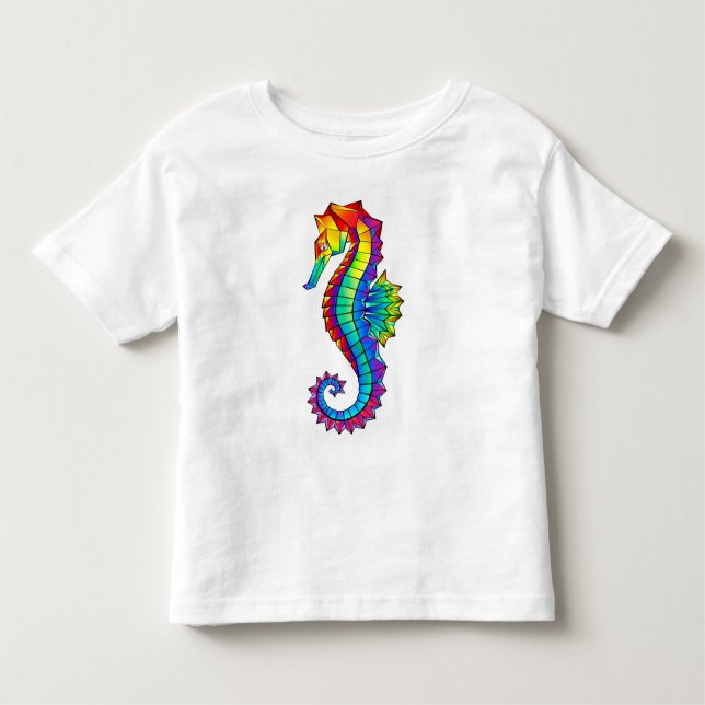 Rainbow Polygonal Seahorse Toddler T-Shirt (Front)