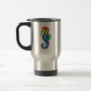 Rainbow Polygonal Seahorse Travel Mug