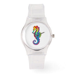 Rainbow Polygonal Seahorse Watch