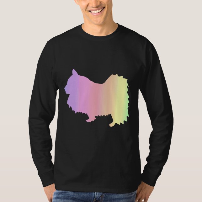 Rainbow Pomeranian Dog Outline T-Shirt (Front)