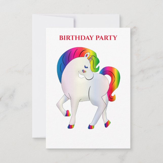 "RAINBOW PONY" BIRTHDAY INVITATIONS PERSONALIZED. (Front)