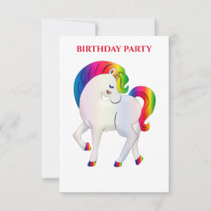 "RAINBOW PONY" BIRTHDAY INVITATIONS PERSONALIZED.