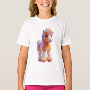 Rainbow Pony Pastel Watercolor Illustration Kids T-Shirt
