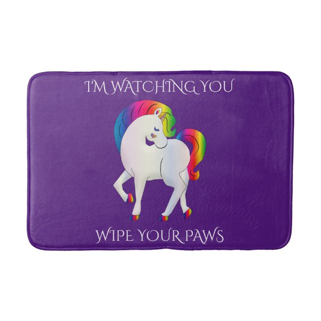 Rainbow pony Wipe Your Paws Bath Mat (Front)