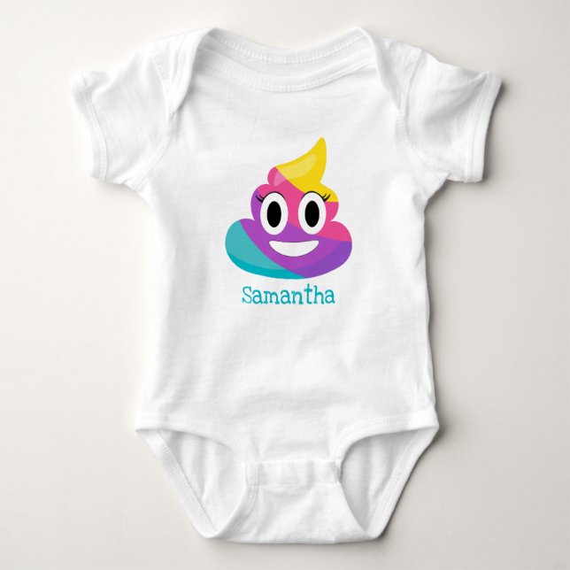 Rainbow Poop Emoji Baby Bodysuit (Front)