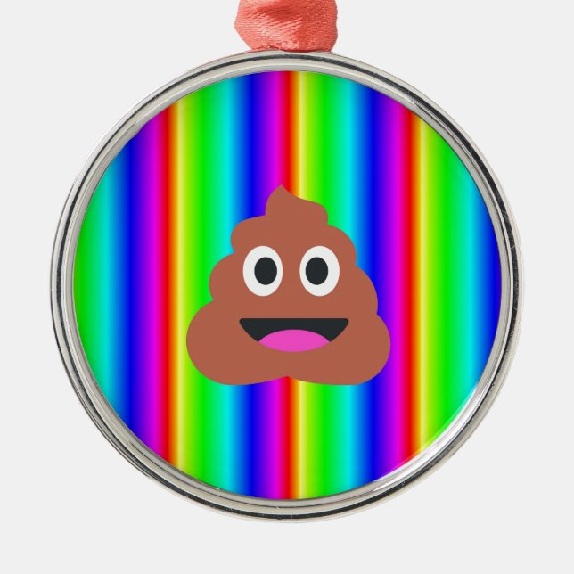 rainbow poop emoji metal tree decoration (Front)