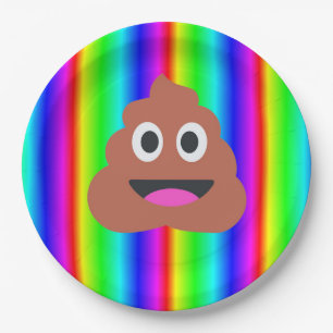 rainbow poop emoji paper plate