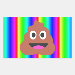 rainbow poop emoji rectangular sticker