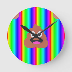 rainbow poop emoji round clock