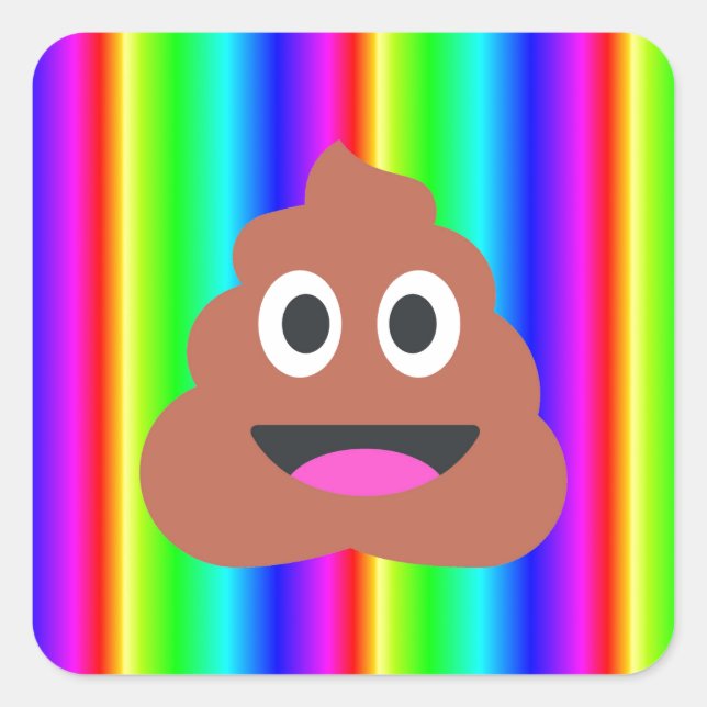 rainbow poop emoji square sticker (Front)