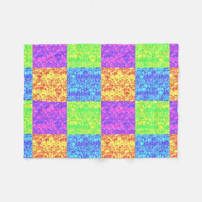 Rainbow pop art bubble wrap fleece blanket (Front (Horizontal))