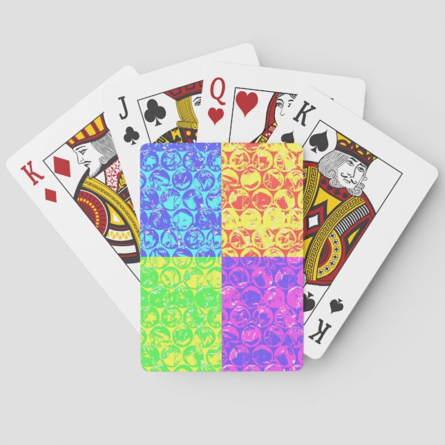 Rainbow pop art bubble wrap playing cards (Back)