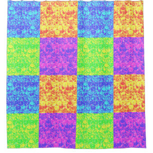 Rainbow pop art bubble wrap shower curtain