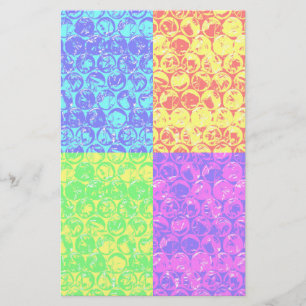 Rainbow pop art bubble wrap stationery
