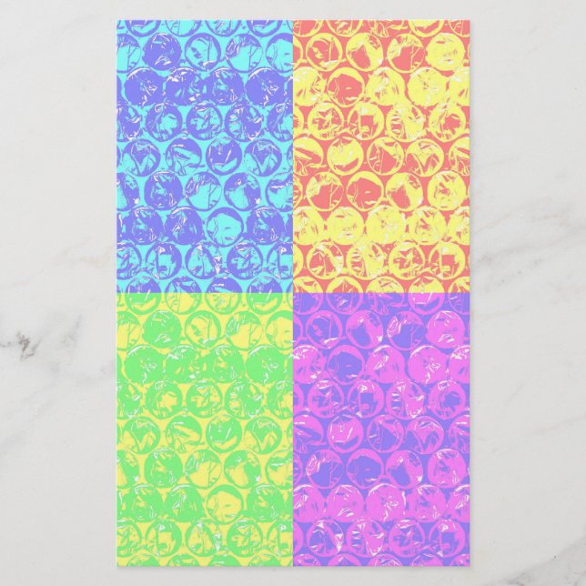 Rainbow pop art bubble wrap stationery (Front)