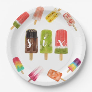 Rainbow Pop Birthday 6th Birthday Paper Plate