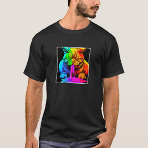 Rainbow pop cat puking T-Shirt