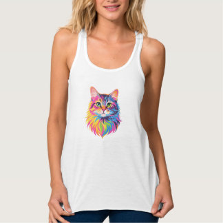 Rainbow Pop Cat – Vibrant Vector Feline Art Singlet