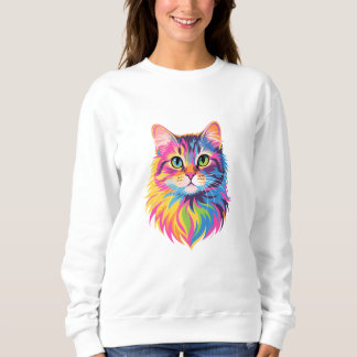 Rainbow Pop Cat – Vibrant Vector Feline Art Sweatshirt