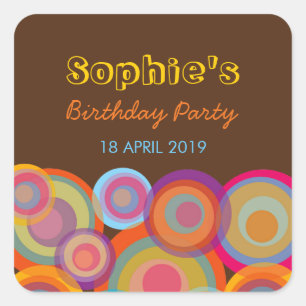 Rainbow Pop Circles Colourful Fun Party Sticker