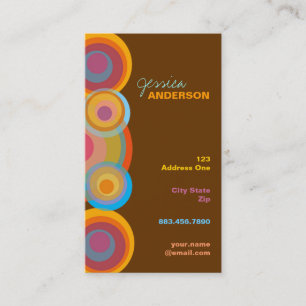 Rainbow Pop Circles Colourful Retro Fun Groovy Business Card