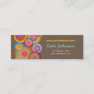 Rainbow Pop Circles Colourful Retro Fun Groovy Mini Business Card