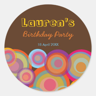 Rainbow Pop Circles Fun Groovy Thank You Sticker