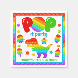 Rainbow Pop It Fidget Toy Birthday Party Napkin
