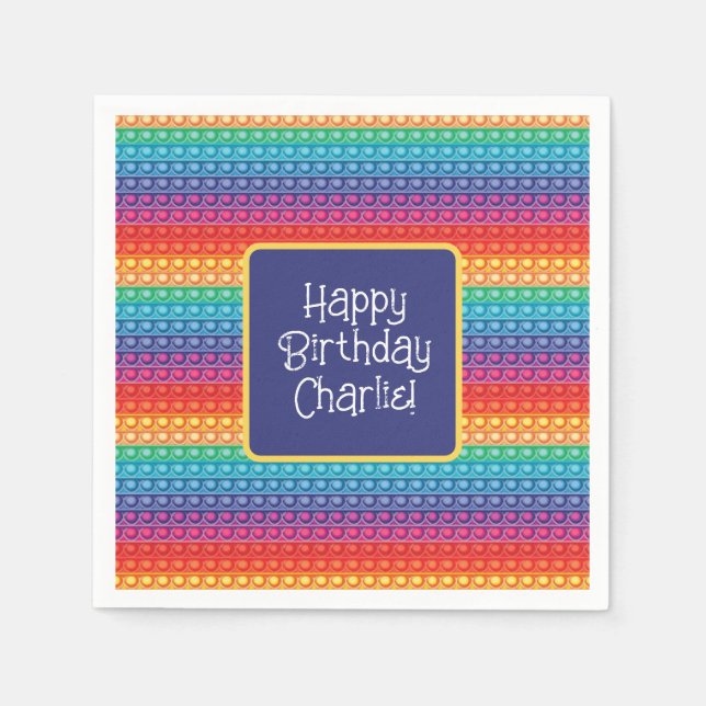 Rainbow Pop It Fidget Toy Pattern Personalised  Napkin (Front)
