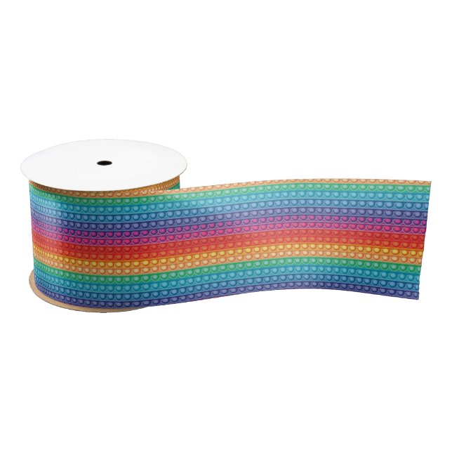 Rainbow Pop It Fidget Toy Pattern  Satin Ribbon (Spool)