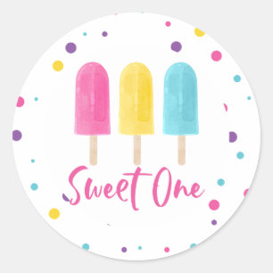 Rainbow Pop Sweet One 1st Birthday Classic Round Sticker