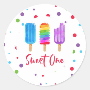 Rainbow Pop Sweet One 1st Birthday Classic Round Sticker