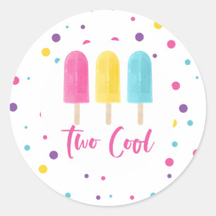 Rainbow Pop Two Cool 2nd Birthday Classic Round Sticker