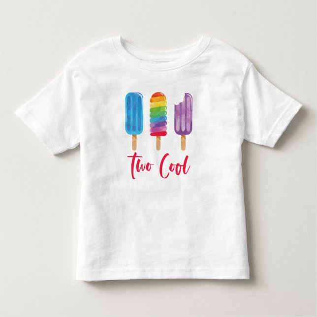 Rainbow Pop Two Cool summer 2nd Birthday Toddler T-Shirt (Front)