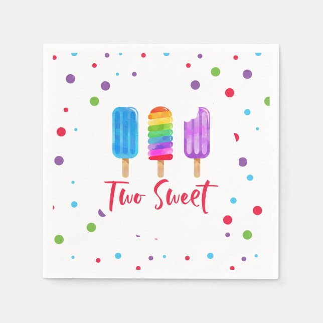Rainbow Pop Two Sweet 2nd Birthday Napkin (Front)