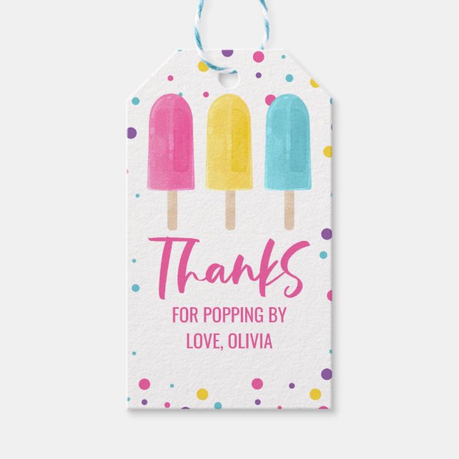 Rainbow Pops Summer Birthday Gift Tags (Front)