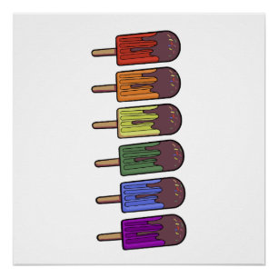 Rainbow Popsicle Parade Poster