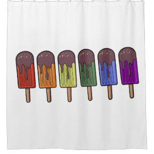Rainbow Popsicle Parade Shower Curtain