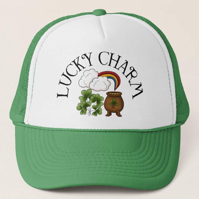 Rainbow Pot of Gold Lucky Charm Trucker Hat (Front)